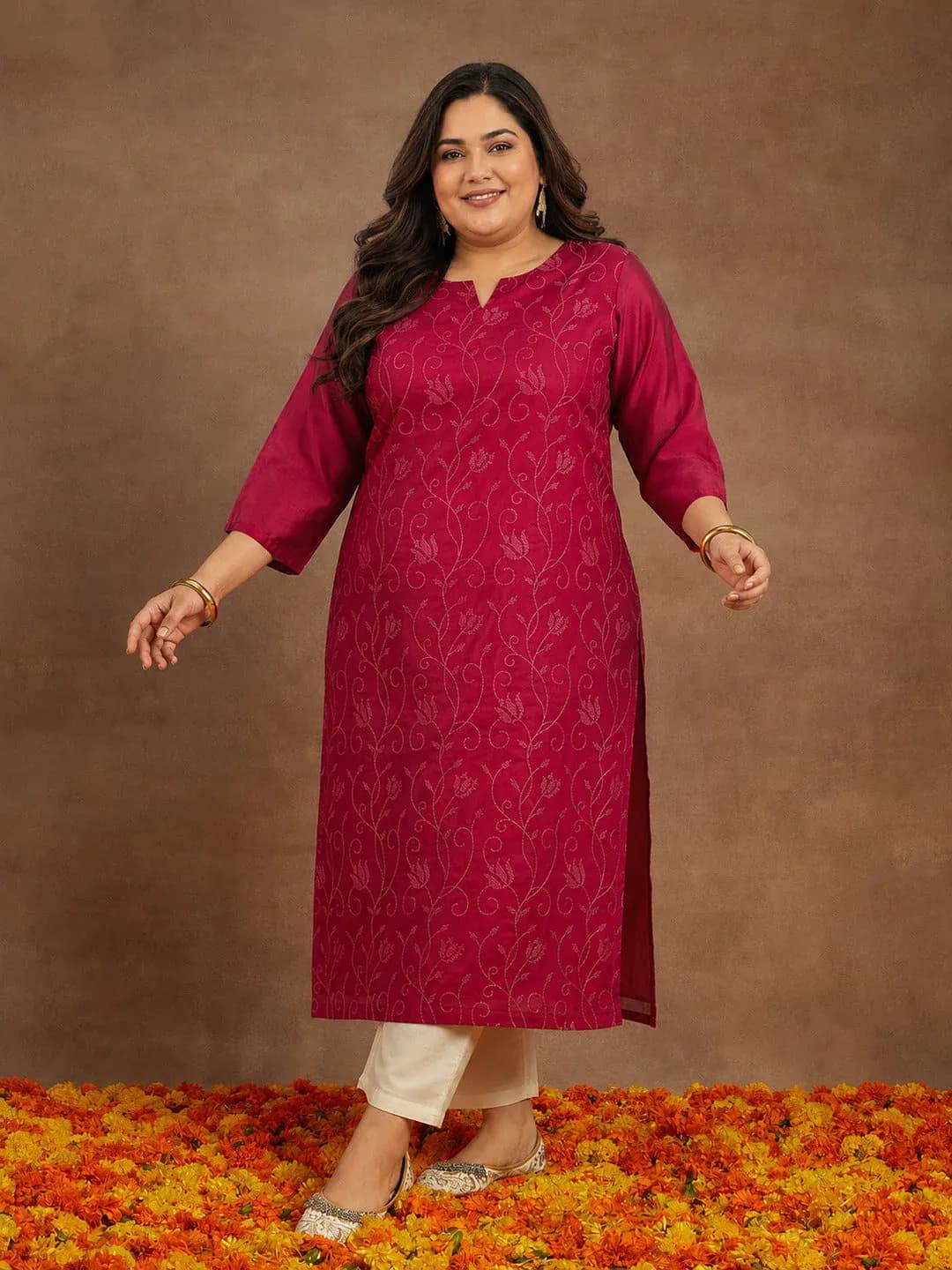 Mustard Printed Kurti — view 3