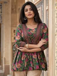 Mustard Printed Kurti